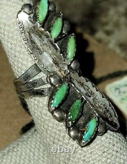 Zuni Green Turquoise Bracelet & Ring sz 6 Vintage Old Native American Jewelry NV