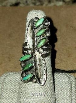 Zuni Green Turquoise Bracelet & Ring sz 6 Vintage Old Native American Jewelry NV