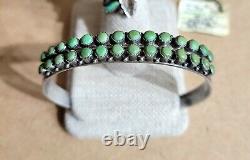 Zuni Green Turquoise Bracelet & Ring sz 6 Vintage Old Native American Jewelry NV