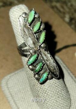 Zuni Green Turquoise Bracelet & Ring sz 6 Vintage Old Native American Jewelry NV