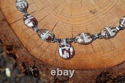 Zuni Necklace Native American Jewelry NA Opal White Buffalo Inlay Sterling