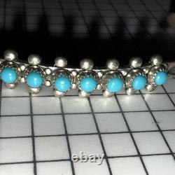 Zuni Turquoise Cuff Bracelet Sterling Silver Vintage c. 1970's
