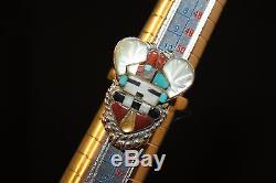 Zuni Vintage 925 Sterling Silver Horned Kachina Ring Signed Sybil Cachini Size 6