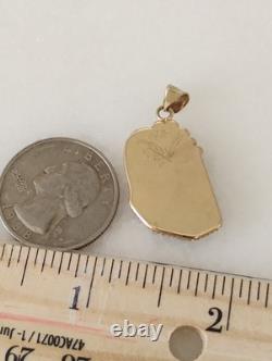 Zuni Vtg royston Turquoise Native American 14K Gold Signed Pendant charm leaf